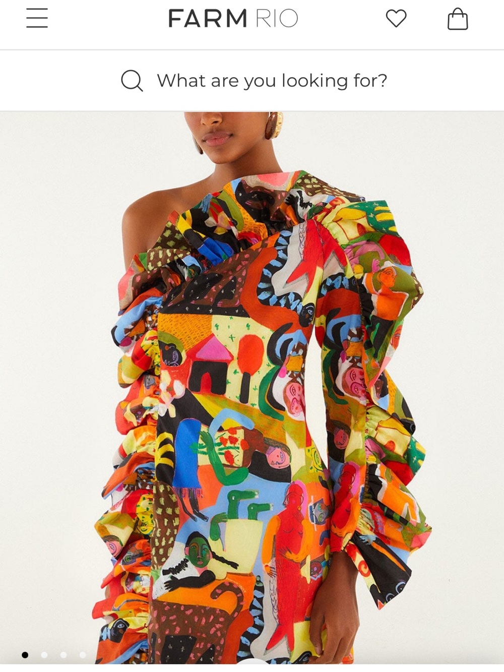 NWT Farm Rio Ana Leovy print One Shoulder Mini dress artsy vibrant size M - Picture 14 of 14